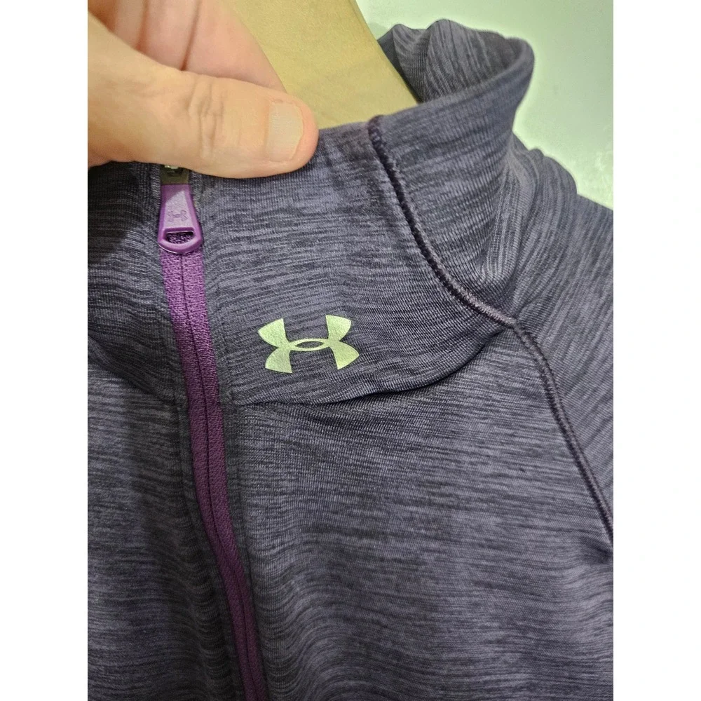 Under Armour Womens Quarter‎ Zip Pullover Purple Space Dye Thumbhole Top Small